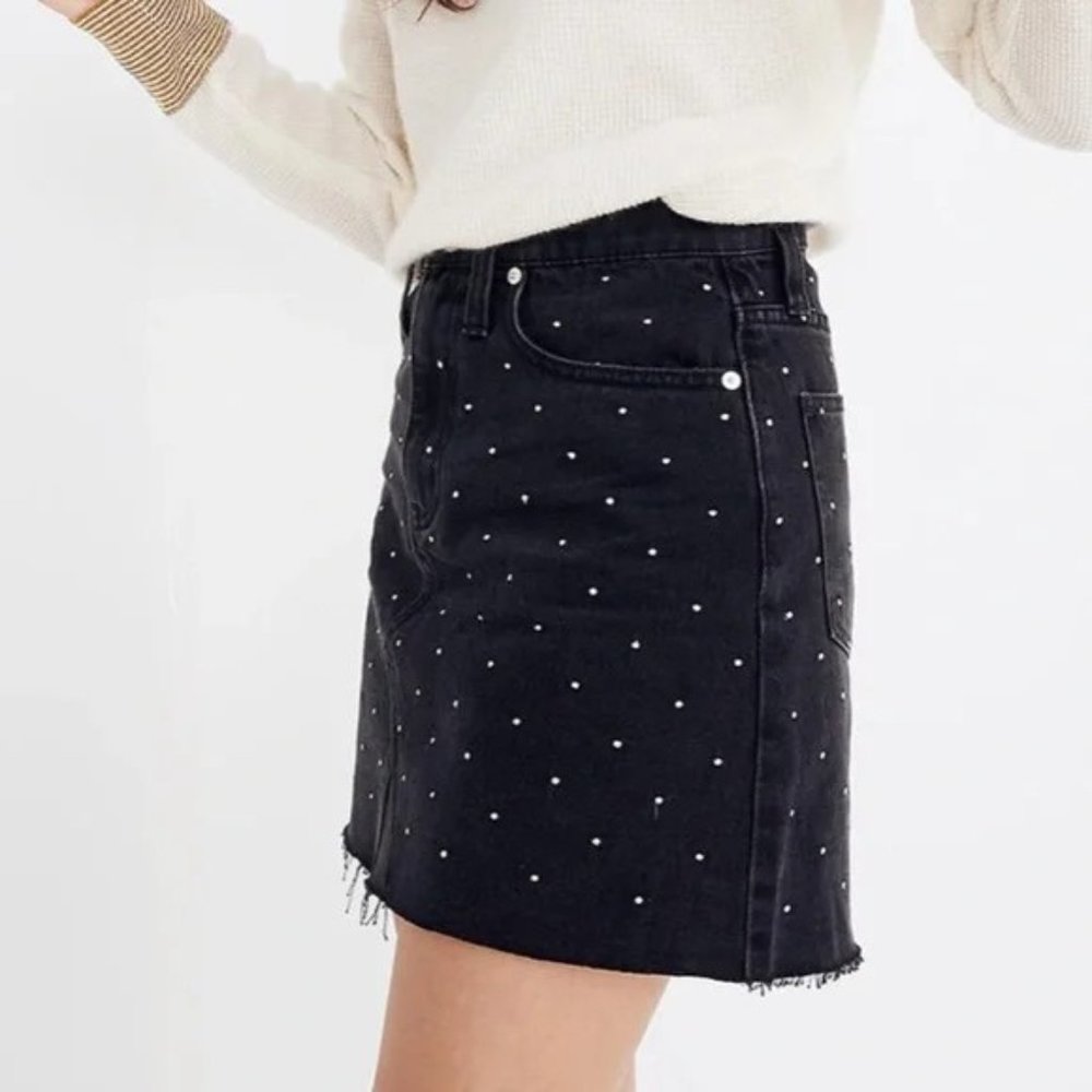 Madewell black denim mini skirt
